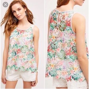 Anthropologie Inari Floral Cutout Tank Top